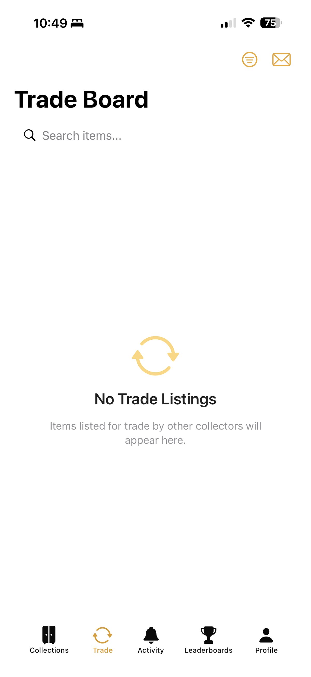 Trade Board with listings from other collectors